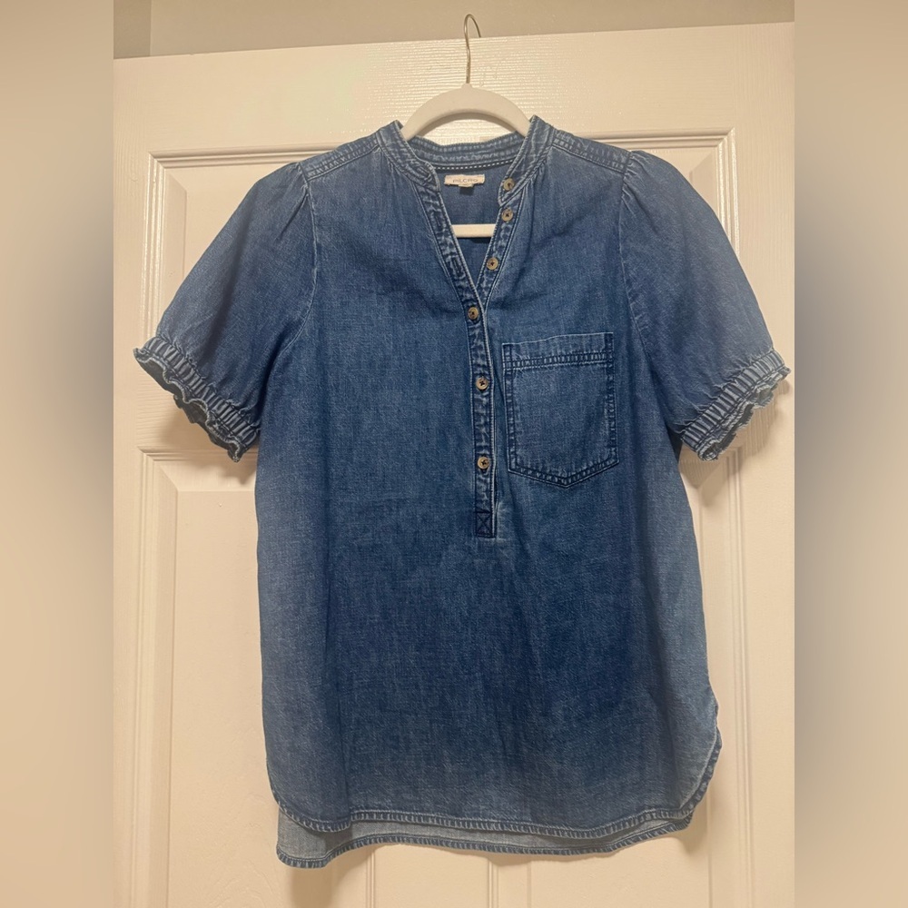 Pilcro Indigo Denim Henley Blouse - Picture 6 of 16